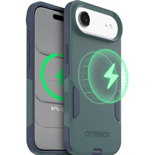 Image of OtterBox iPhone 17 Air (Only) - Commuter Series Case - Built-in MagSafe - Thin, Dual-Layer, Pocket-Friendly, Port Cover - Saltwater Breeze (Sage /Blue)