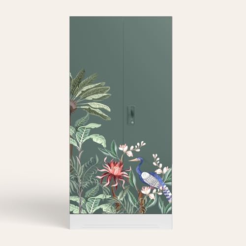 Image of Interio by Godrej Slimline 2-Door Digital Printed Steel Almirah (Enchanted Forest Tree Mist), 1-Year Warranty, 1 Locker
