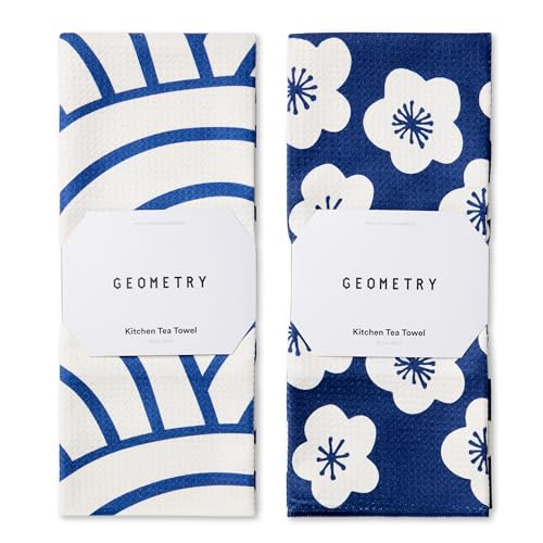 GEOMETRY Kitchen Tea Towels - Quick Dry Microfiber Dish Towels for Kitchen Every Bloom, 18' x 30' 2 Pack