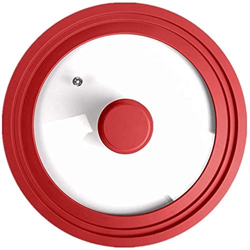Coperchio di Vetro per pentole, Coperchio in Vetro temperato con Bordo in Silicone e Bordo in Acciaio Inossidabile Rosso, Diverse Dimensioni(20-22-24CM)