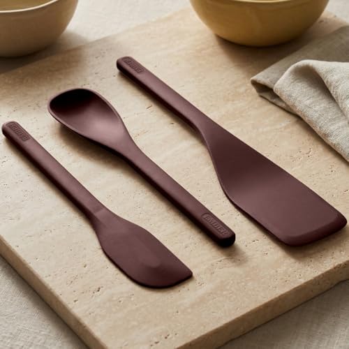 Image of Ember Cookware Silicone Spatula Set of 3 - Stir, Flip & Scraper | Platinum Grade Food Safe | Heat Resistant Up to 230C | Seamless Unibody Design | Wine