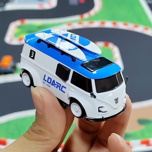 Image of LDARC 1:64 Scale Mini RC Sports Car 2.4Ghz Ideal for Racing Enthusiasts, Racing Remote Contrl Cars Model with RGB Lights Comes with DIY Interchangeable Body Case(Orange)