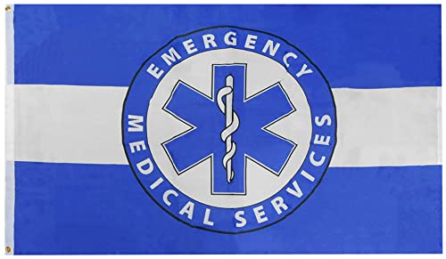 EMS Emergency Medical Services Dark Blue 3x5 3'x5' Premium Quality Heavy Duty Fade Resistant Polyester Flag Banner R7160 (RAM)
