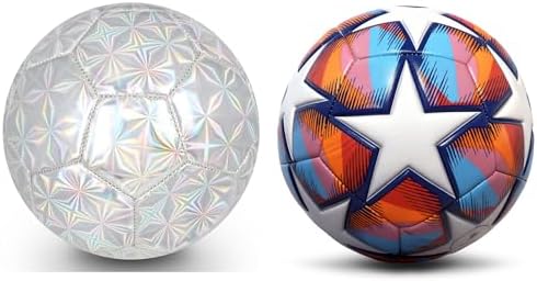Soccer Balls Size 4 for Girls Boys Youth Kids 8-12 Waterproof Long-Lasting Leather Official Match Ball Skills Training Driblling Practicing with Pump & Needles