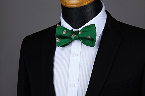 Image of HISDERN Bow Ties for Men Self Tie Animal Bowties Pocket Square Woven Silk Fun Bowtie Handkerchief Set for Wedding Party