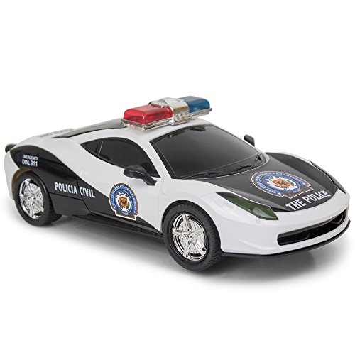 KIDSTHRILL Bump and Go Police Car - with Lights and Sirens - Changes Direction On Contact - Best for Kids Age 3 and Up.