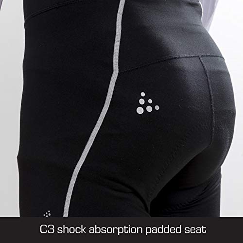 Craft Men’s Ideal Pro Thermal Cycling Bib Pants with Protective C3 Chamois - Wind and Waterproof, Shock Absorbing Padding X-Large Black - Thumbnail 2