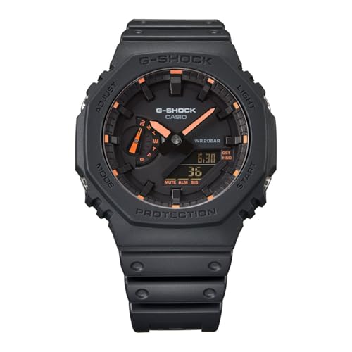 Image of Casio GA-2100-1A4ER G-Shock Neon Accent Quartz Watch for Men, Black /Orange