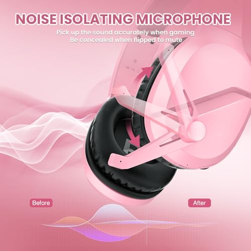Image of WolfLawS Wireless Gaming Headset with Mic for PS5 PS4 PC, 48Hrs, Wired for Gamecube (Regular Edition, Pink)