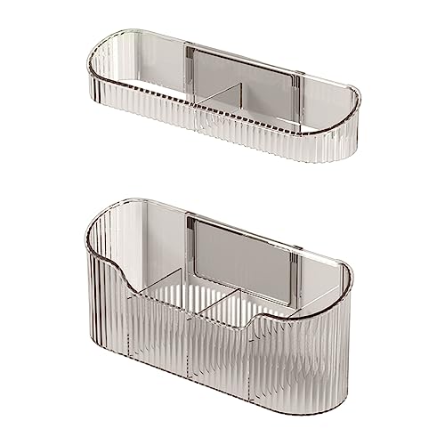 Katolang Set di porta ombrelli da parete antiscivolo senza punzonatura, portaombrelli lunghi e corti con raccoglitore di gocce d'acqua per la casa, grigio trasparente