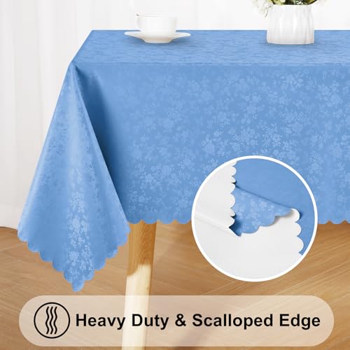 Image of Smiry Square Table Cloth, Waterproof Heavy Duty Vinyl Tablecloths, Wipeable Washable Table Cover for Kitchen and Dining Room (Baby Blue, 54 inch X 54 inch)