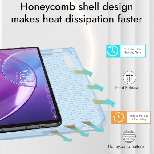 Image of Robustrion Case for Lenovo Idea Tab Pro 2nd Gen 13 inch Cover Case with [Pencil Holder] [Soft Flexible Case] for Lenovo Idea Tab Pro Gen 2 Cover Case 13 inch [Auto Sleep Wake Support] - Light Blue