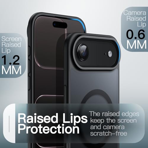 Image of JETech Magnetic Case for iPhone Air Compatible with MagSafe, Translucent Matte Back Slim Minimalist Shockproof Phone Cover, 6.5-Inch Display (Black)