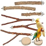 Haocjanc Lot de 8 perchoirs pour oiseaux, perruches, accessoires en bois naturel, accessoires de cage à oiseaux, jouets pour oiseaux, perchoirs pour perruches, canaris