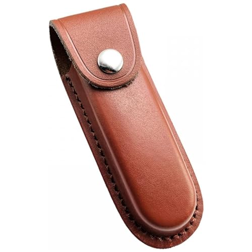 BWLEANSY Etui Couteau Cuir,Gaine de Couteau Étui,Gaine de Couteau de Chasse,Gaine Couteau Poche avec Boucle de Ceinture à Fermeture à Pression pour Couteau de Poche Pliant(sans Couteau) (Brun)