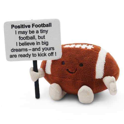 40YARDS American Football Glücksbringer Positive Football Kuscheltier – Weiches Plüschkissen in Football Form mit Armen & Beinen – Mit Motivationsschild – Originelles Geschenk & Motivationsgeschenk