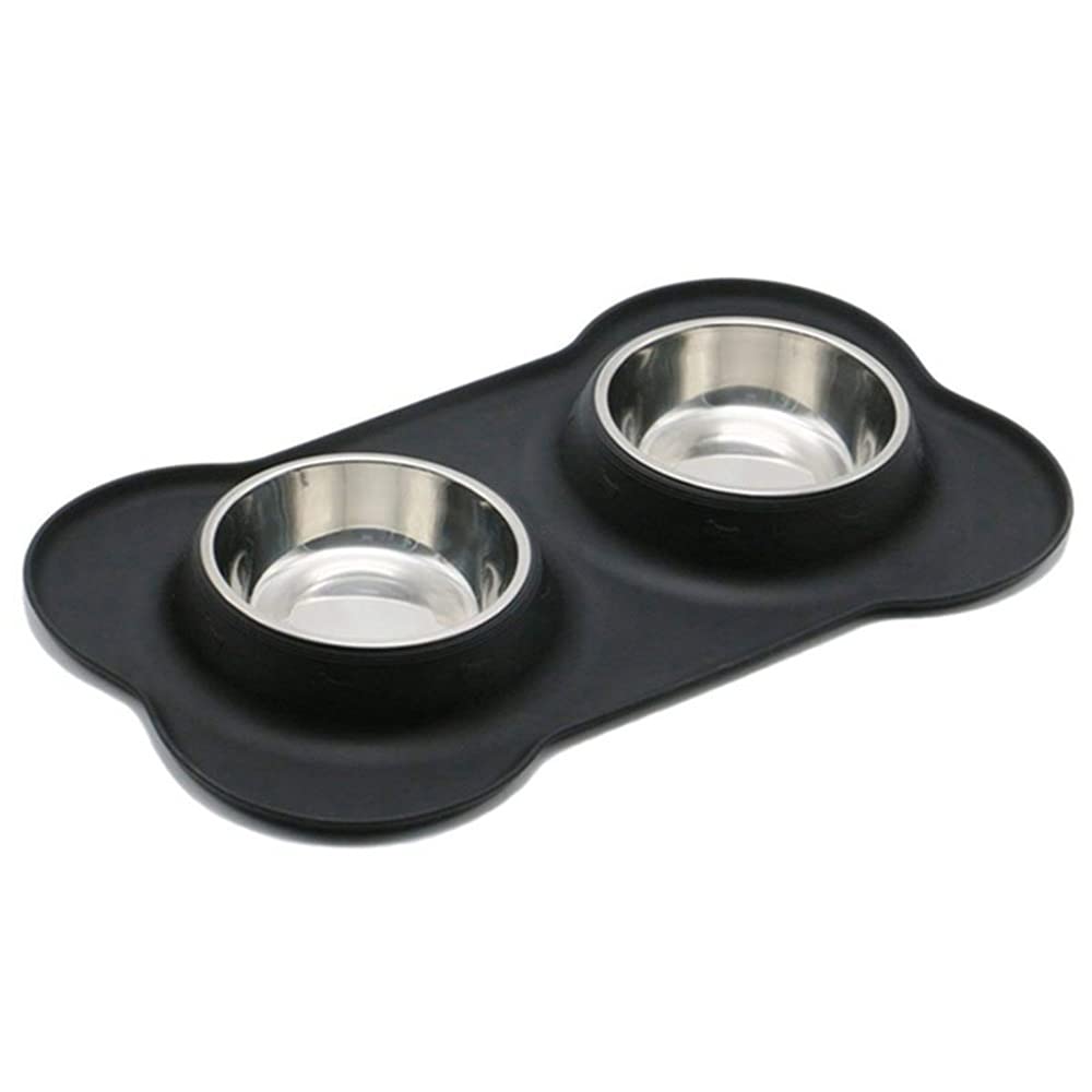 RTHGTFGW Comedero Perro Cuencos for perros Acero inoxidable Agua y alimentación Alimentador de alimentos con estera de silicona resistente al deslizamiento sin derrame for mascotas Perrito Pequeños pe