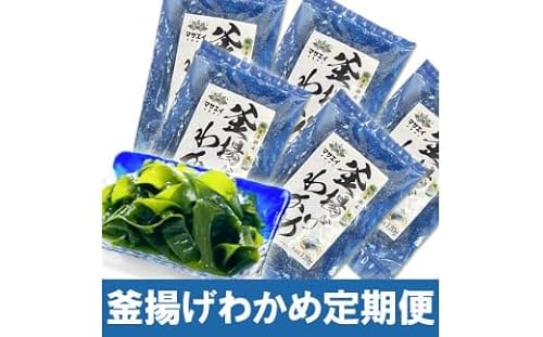 [定期便/年6回/奇数月お届け]釜揚げ塩蔵わかめ(120g×5パック)[マサエイ水産加工]