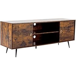 Novilla Mueble TV salón Moderno para televisiones de 58 Pulgadas, Modulo TV con gabinetes, cajones y estantes, Puertas corredizas, Marrón Vintage, Mesa Industrial de 135 cm (Ancho)