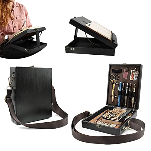 Portable Wooden Desktop Painting & Drawing Easel With Storage Box Multi-Function Store Art Paint, Markers, Sketch Pad - Student Drawing, Painting (Black) #TOP10
