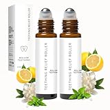 Teething Roller, Teething Relief Roller for Babies - Natural & Gentle Essential Oil Teething Massage,All-Natural Formula for Soothing Teething Pain，2PCS
