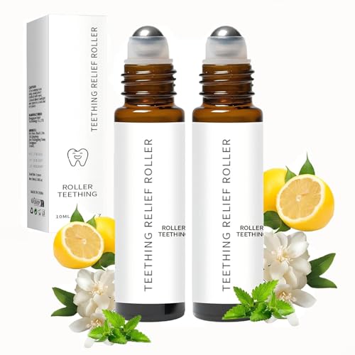 Teething Roller, Teething Relief Roller for Babies - Natural & Gentle Essential Oil Teething Massage,All-Natural Formula for Soothing Teething Pain，2PCS
