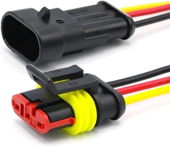 5Sets AMP 1P 2P 3P 4P 5P 6P Way Waterproof Electrical Male Female Connector With Wire Cable Harness For Car Motorcycle (3P(Male Female),20sets)