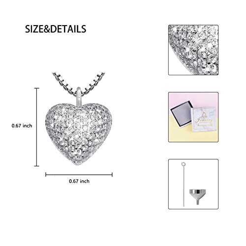 925 Sterling Silver Cremation Necklace CZ Heart Urn Pendant Jewelry for Pet Human Ashes Keepsake Memorial Jewelry Gift for Women 6