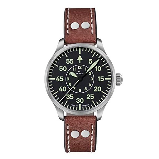Laco Pilotenhorloge, automatisch horloge, roestvrijstalen behuizing, saffierglas, 5 bar, Made in Germany