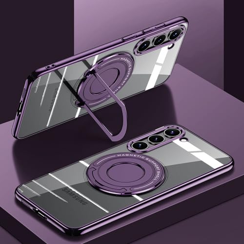 Coque Samsung Galaxy S23 Ultra antichoc transparente avec bague et support magnétique violet