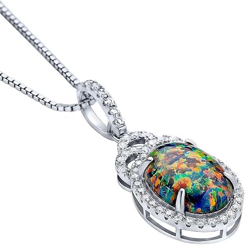 Collar de plata 925 con colgante de ópalo negro