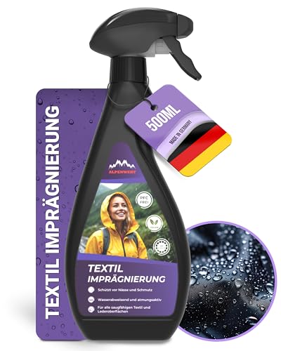 Alpenwert Spray impermeabilizante textil de 500 ml [protección de larga duración ABPERL] fabricado en Alemania para textiles al aire libre, zapatos, ropa de esquí, tiendas de campaña, etc. Exterior
