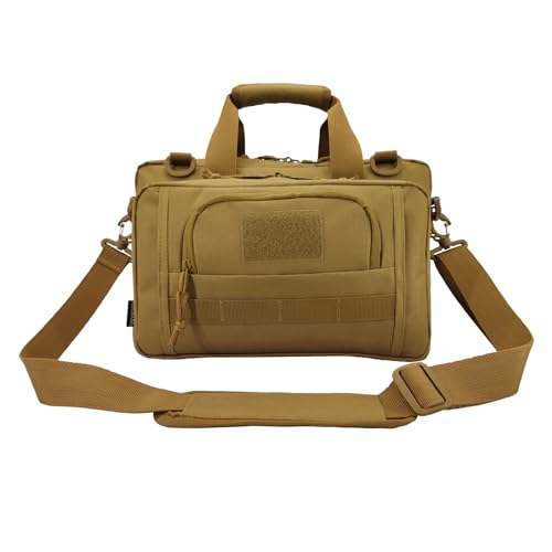ADUSASA Tactical Gun Range Bag for 4 Handguns Ammo, Pistol Duffle Bag with 5X Magazine Slots for Hunting Shooting Range Sport (Khaki) - ADUSASA