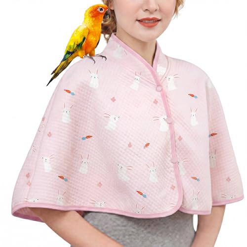Image of QBLEEV Parrot Anti-Scratch Shoulder Protector, Bird Diaper Poop Cover Pad | Soft cotton shawl cape for birds to stand on shoulders, pet arm guard for lovebirds finches parakeets cockatiels conures