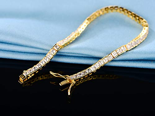 Gemsme 2.5 * 2.5mm Square Tennis Bracelet, 2.5mm Thin 18K White/Yellow Gold Plated Square Cubic Zirconia Tennis Bracelet for Women 5