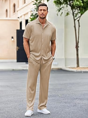 Image of CHKOKKO Men Training Suit Solid Polyester Summer Co-Ord Set With Polo Neck