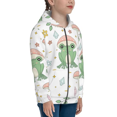 Frog and Mushrooms Kid Hoodies Boys Zip Up Sweatshirts Girls Pullover with Pocket4