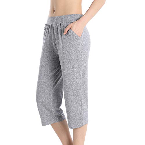 Image of QingWan Womens Shorts with Pockets Elastic Waist Spandex Athletic Short Capri Pants Yoga