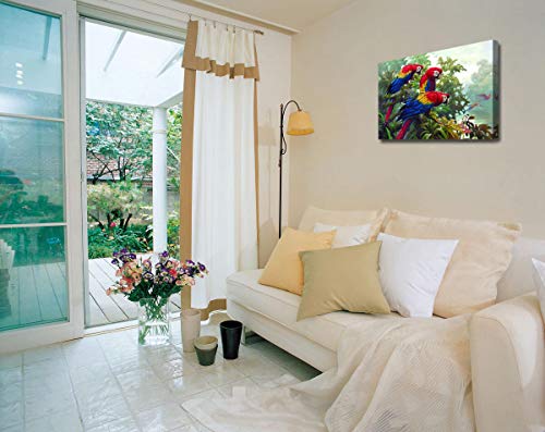 Beautiful Parrot Pictures Wall Decor - 1 Piece Canvas Wall Art Nature Paintings Antique Painting Hd Photo Prints For Bedroom Decor Birds Pictures For Kitchen Decorations Artwork Size: 24 X 16 Inches #TOP2