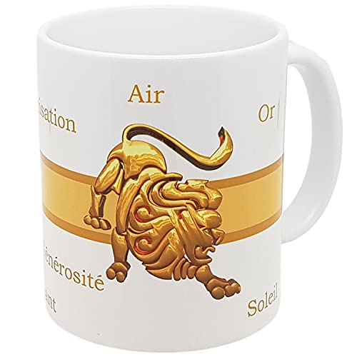 Kalféa Mug signe du zodiaque lion Tasse astrologique rétro avec qualités Mug Idée Cadeau Originale Famille Parent anniversaire noel fete amis collègue
