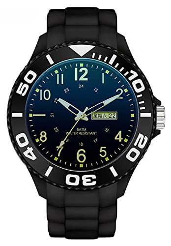 ADSBIAOYE Unisex Waterproof Sports Watch Silicone Strap Analog Quartz with Date Dual Time Zone Easy Read Luminouse Watch4