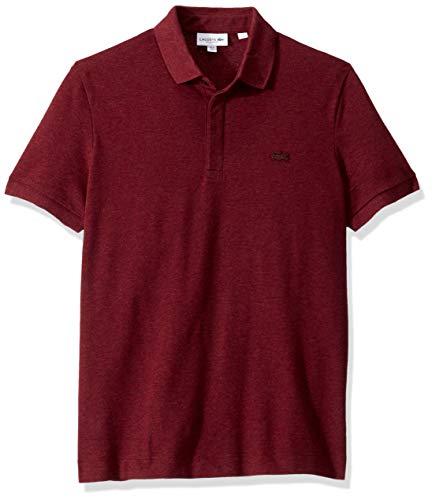 Lacoste Mens Short Sleeve Solid Stretch Pique Reg Polo Shirt, Vine Heathered, M