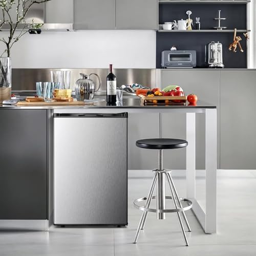 3.0 Cu.ft Upright Freezer, Compact Mini Freezer with Removable Shelves, Adjustable Thermostat, Reversible Door Hinge, Quiet Small Freezer Upright for Home/Office/Kitchen/Dorm (Silver)