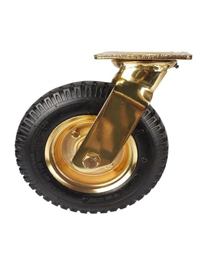 1 Piece Caster 8 inches Gold-Plated Pneumatic Wheel Rubber Hotel Luggage Trolley Aviation Universal (Color : 8-inch-A-Active)3