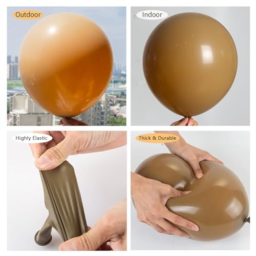 Image of 150pcs Dark Brown Balloons Different Sizes Pack, 18 12 10 5 Inch Party Balloon Garland Arch Kit for Birthday Wedding Gender Reveal Boho Party Decorations(With 2 Ribbons)