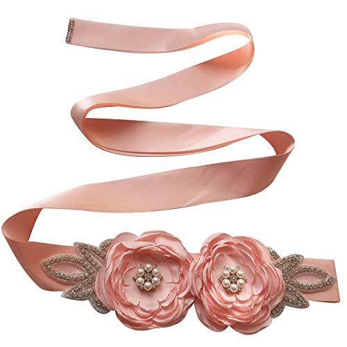 Spmor Women's Bridal Wedding Dress Rhinestone Sash Maternity Sash Belt Flower Baby Girl