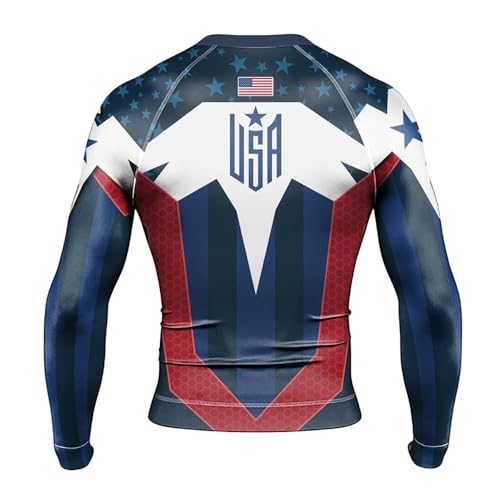 Eagle Men's Long Sleeve Compression Rash Guard, BJJ Workout Shirt, Breathable MMA Training Top3