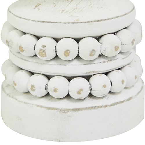 Deco 79 082953 The Novogratz Wood Decorative Candle Holder Beaded Pillar Candle Stand, Set Of 2 Candlestick Holder 8" thumb #1