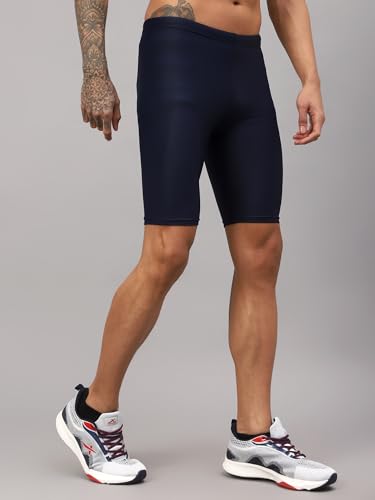 Image of Vector X Unisex Adults Compression Bottom Sports Shorts Body fit Ideal for Cycling,Swimming, Skating, Gym, Fitness (L) Navy