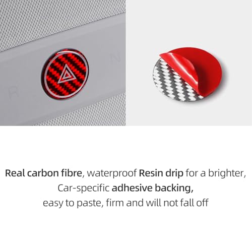 Image of BETTERHUMZ Car Interior Carbon Fiber Sticker Compatible with Tesla Model 3 Highland 2024 2026 Model Y Juniper 2025 Roof Warning Button Trim Reading Light Cover Accessories (Red)